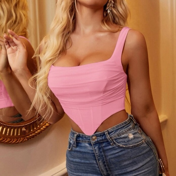 Boho zip up back mesh corset bustier sexy crop top - Picture 6 of 16